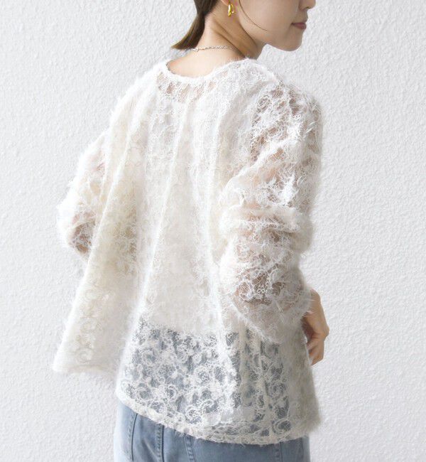 SHIPS for women「《追加予約》【WEB限定】〈手洗い可能〉チュール フェザー レース 羽織」|シャツ・ブラウス|