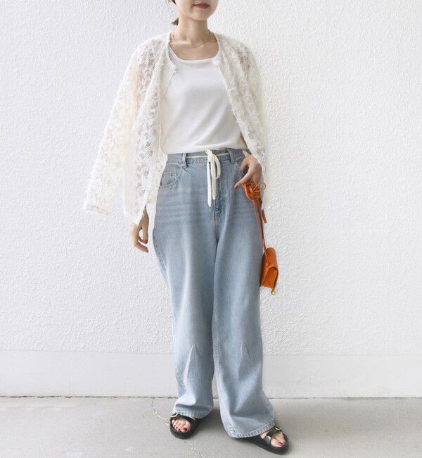 SHIPS for women「《追加予約》【WEB限定】〈手洗い可能〉チュール フェザー レース 羽織」|シャツ・ブラウス|