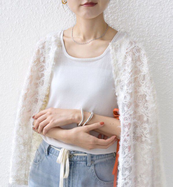 SHIPS for women「《追加予約》【WEB限定】〈手洗い可能〉チュール フェザー レース 羽織」|シャツ・ブラウス|