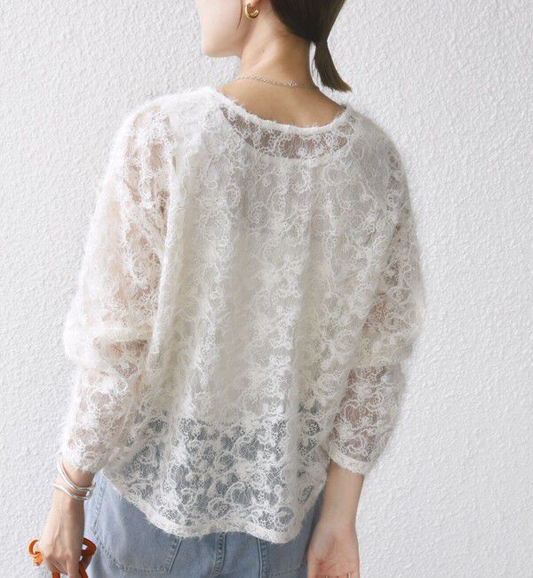 SHIPS for women「《追加予約》【WEB限定】〈手洗い可能〉チュール フェザー レース 羽織」|シャツ・ブラウス|