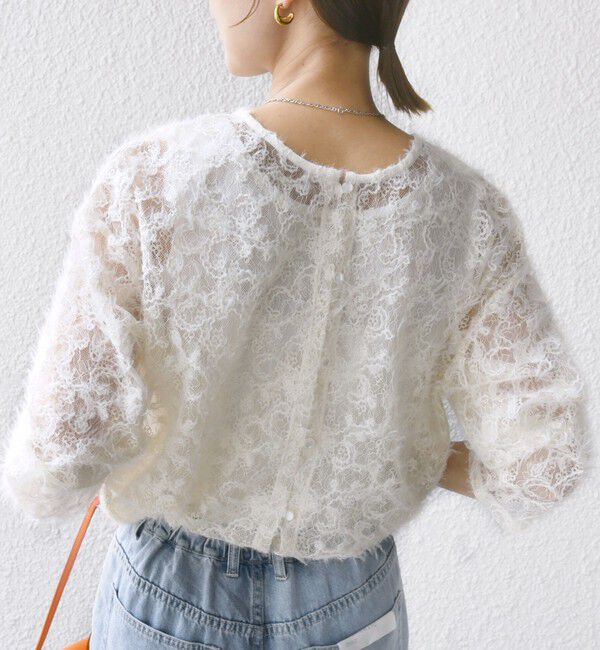 SHIPS for women「《追加予約》【WEB限定】〈手洗い可能〉チュール フェザー レース 羽織」|シャツ・ブラウス|