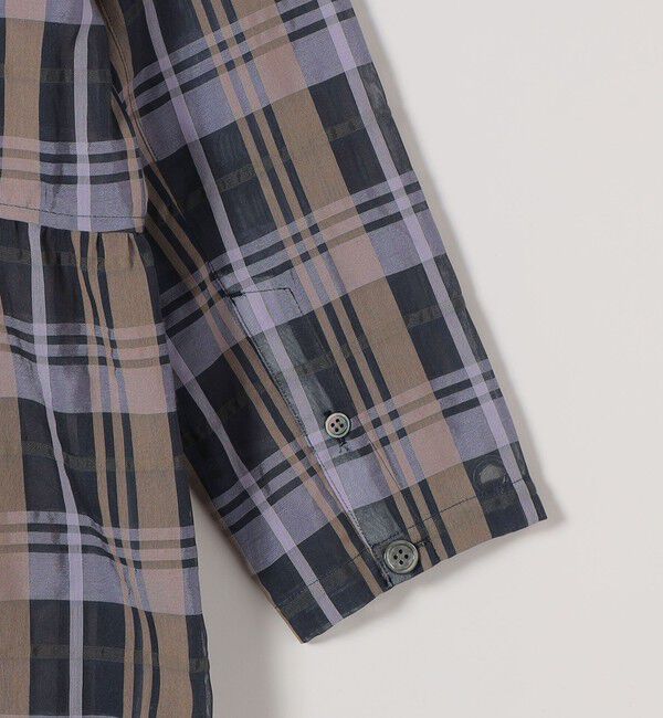 quaranciel「quaranciel:〈手洗い可能〉シアー チェック クルーネック ギャザー ワンピース」|ワンピース|