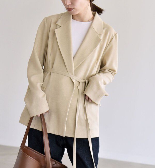 quaranciel「《予約》quaranciel:〈手洗い可能〉リングベルト ライト テーラード ジャケット」|テーラードジャケット|