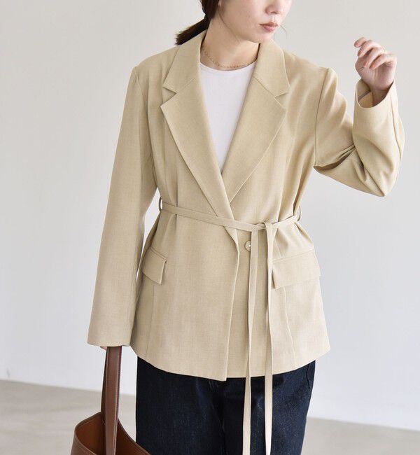 quaranciel「《予約》quaranciel:〈手洗い可能〉リングベルト ライト テーラード ジャケット」|テーラードジャケット|