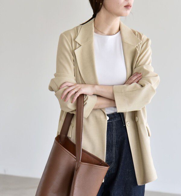 quaranciel「《予約》quaranciel:〈手洗い可能〉リングベルト ライト テーラード ジャケット」|テーラードジャケット|