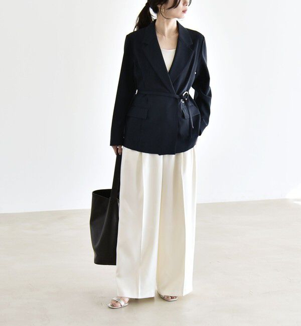 quaranciel「《予約》quaranciel:〈手洗い可能〉リングベルト ライト テーラード ジャケット」|テーラードジャケット|