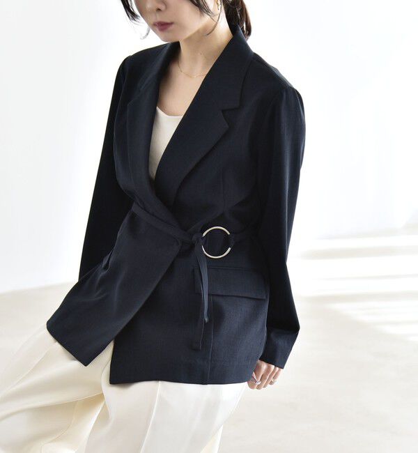 quaranciel「《予約》quaranciel:〈手洗い可能〉リングベルト ライト テーラード ジャケット」|テーラードジャケット|