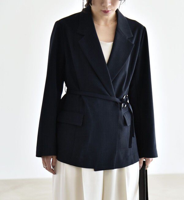 quaranciel「《予約》quaranciel:〈手洗い可能〉リングベルト ライト テーラード ジャケット」|テーラードジャケット|
