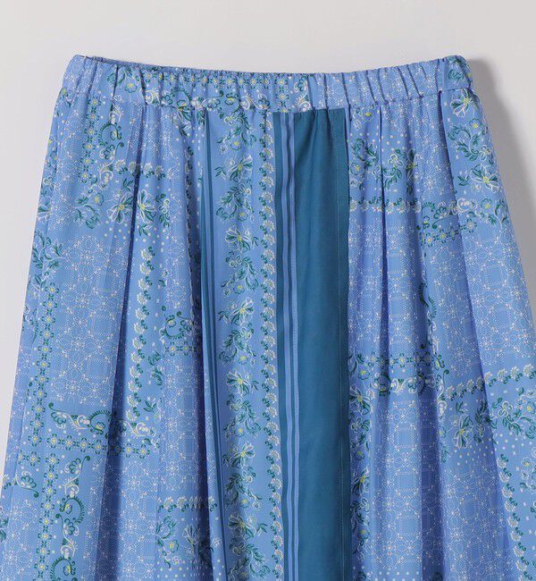 quaranciel「《予約》quaranciel:〈洗濯機可能〉フラワー スカーフ プリント ギャザー フレア スカート」|スカート|