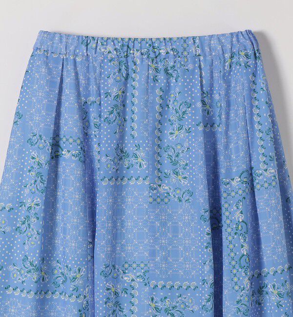 quaranciel「《予約》quaranciel:〈洗濯機可能〉フラワー スカーフ プリント ギャザー フレア スカート」|スカート|