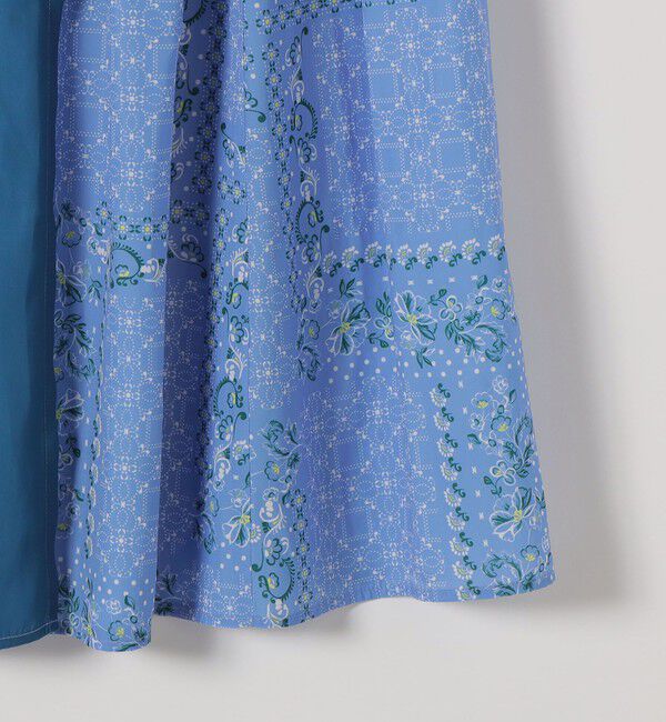 quaranciel「《予約》quaranciel:〈洗濯機可能〉フラワー スカーフ プリント ギャザー フレア スカート」|スカート|