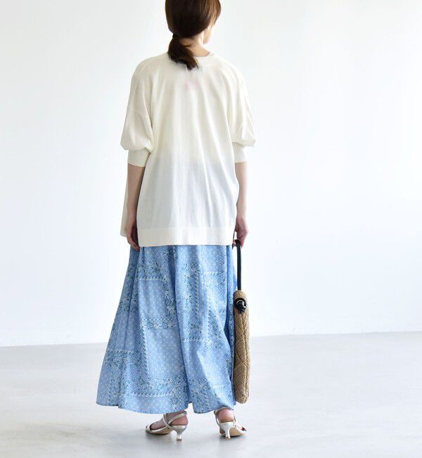 quaranciel「《予約》quaranciel:〈洗濯機可能〉フラワー スカーフ プリント ギャザー フレア スカート」|スカート|