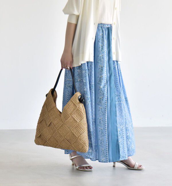 quaranciel「《予約》quaranciel:〈洗濯機可能〉フラワー スカーフ プリント ギャザー フレア スカート」|スカート|