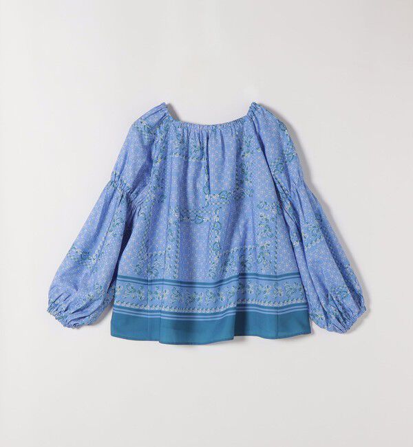 quaranciel「《予約》quaranciel:〈洗濯機可能〉フラワー スカーフ プリント ギャザー パフ ブラウス」|シャツ・ブラウス|