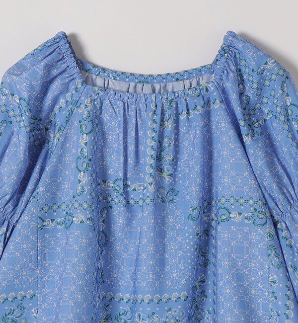 quaranciel「《予約》quaranciel:〈洗濯機可能〉フラワー スカーフ プリント ギャザー パフ ブラウス」|シャツ・ブラウス|