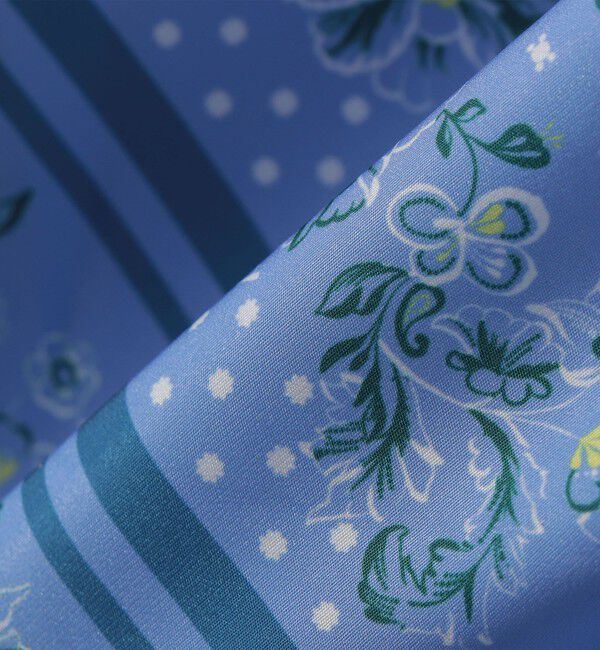 quaranciel「《予約》quaranciel:〈洗濯機可能〉フラワー スカーフ プリント ギャザー パフ ブラウス」|シャツ・ブラウス|