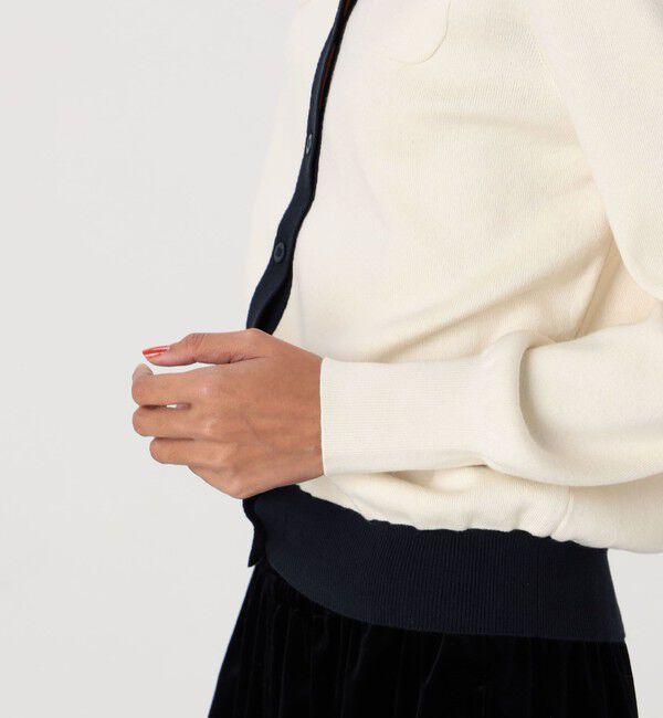 CABaN「コットンカシミヤ バイカラークルーネックカーディガン」|カーディガン|