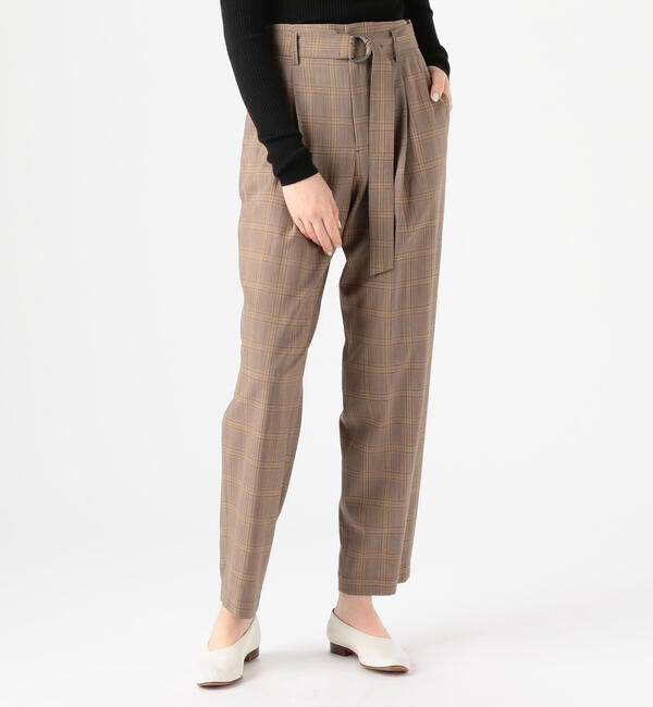 GALERIE VIE「ウォッシャブルウールチェック フロントタックベルテッドパンツ」|その他|