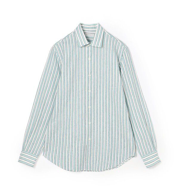 TOMORROWLAND MENS「120/2コットン ストライプ ワイドスプレッドカラーシャツ」|シャツ・ブラウス|56 グリーン系