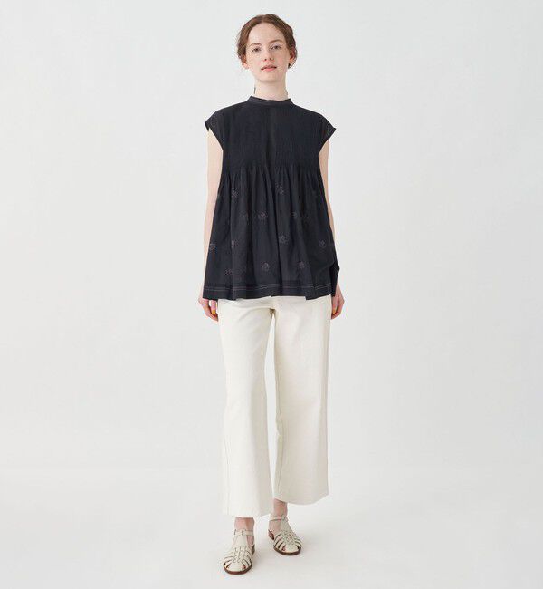 SOULEIADO「コットンボイルエンブロイダリー ピンタックブラウス」|シャツ・ブラウス|