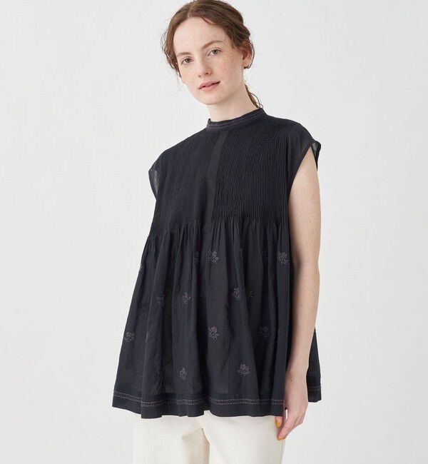 SOULEIADO「コットンボイルエンブロイダリー ピンタックブラウス」|シャツ・ブラウス|