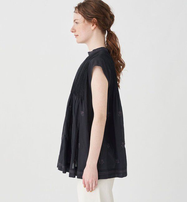 SOULEIADO「コットンボイルエンブロイダリー ピンタックブラウス」|シャツ・ブラウス|