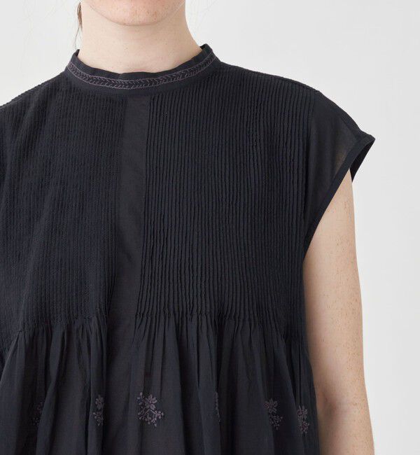 SOULEIADO「コットンボイルエンブロイダリー ピンタックブラウス」|シャツ・ブラウス|