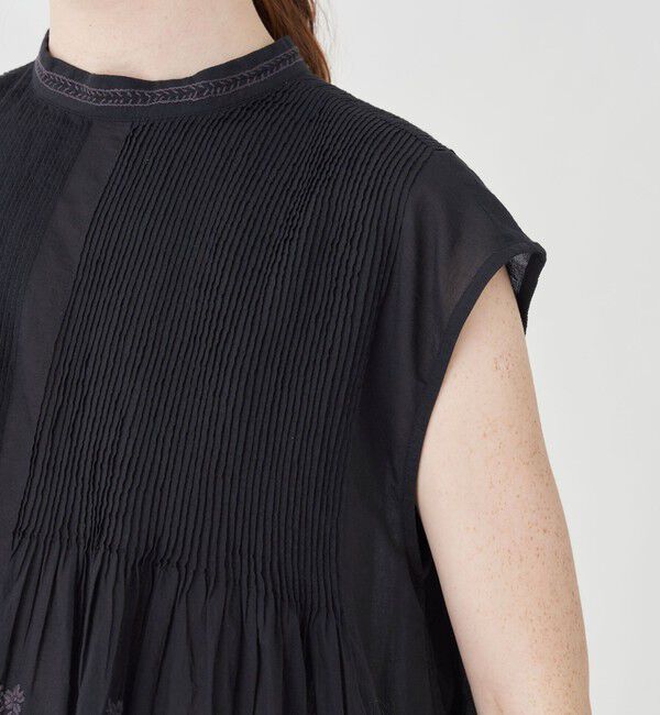 SOULEIADO「コットンボイルエンブロイダリー ピンタックブラウス」|シャツ・ブラウス|