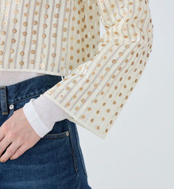 MACPHEE「ストライプスパンコール 2-WAYブラウス」|シャツ・ブラウス|