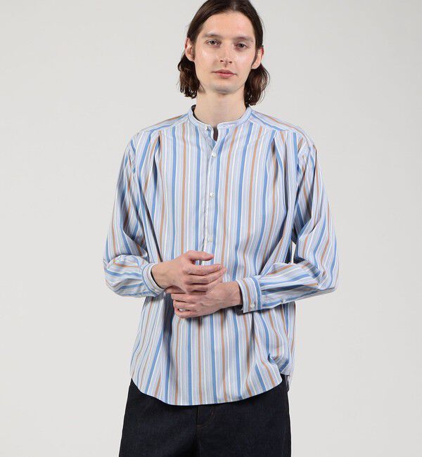 TOMORROWLAND MENS「スタンドカラープルオーバータックシャツ」|シャツ・ブラウス|