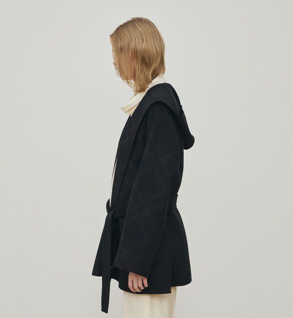 DES PRES「ダブルフェイスチェックジャガード フーディーミディコート」|その他|