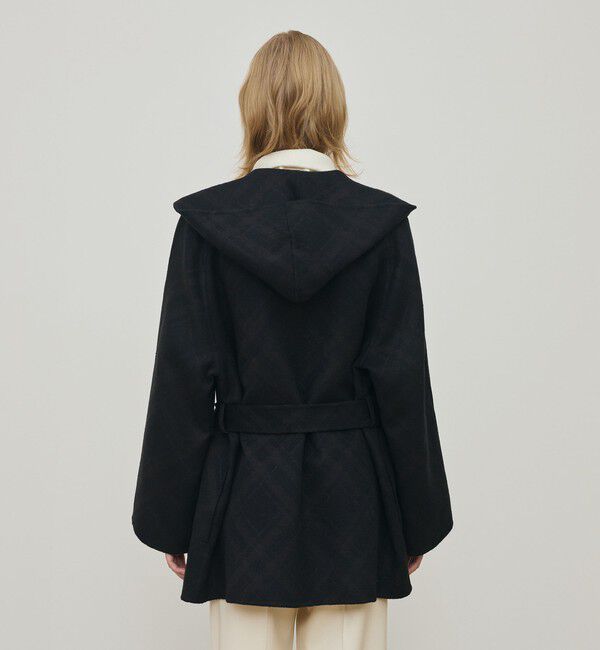 DES PRES「ダブルフェイスチェックジャガード フーディーミディコート」|その他|