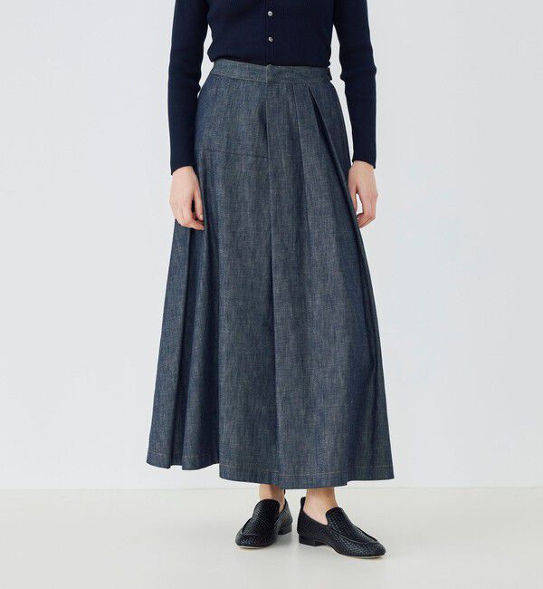 GALERIE VIE「【WEB先行予約】ステイブルーデニム タックドレープスカート」|フレア|