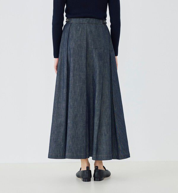 GALERIE VIE「【WEB先行予約】ステイブルーデニム タックドレープスカート」|フレア|