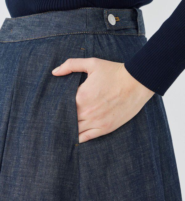 GALERIE VIE「【WEB先行予約】ステイブルーデニム タックドレープスカート」|フレア|