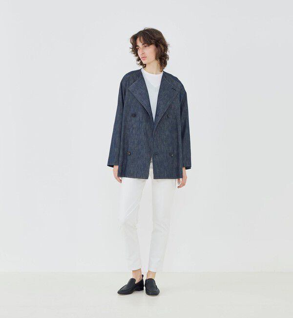 GALERIE VIE「【WEB先行予約】ステイブルーデニム カラーレストレンチコート」|ノーカラーコート|