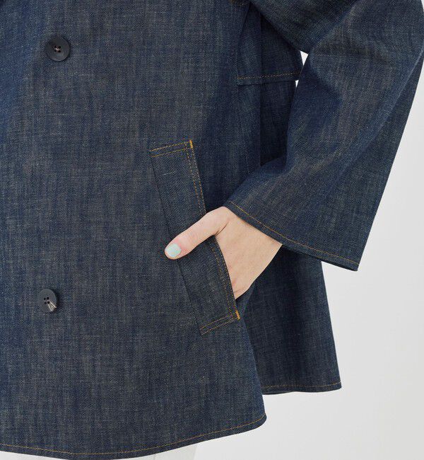 GALERIE VIE「【WEB先行予約】ステイブルーデニム カラーレストレンチコート」|ノーカラーコート|