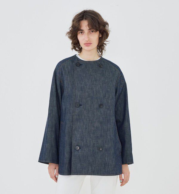 GALERIE VIE「【WEB先行予約】ステイブルーデニム カラーレストレンチコート」|ノーカラーコート|