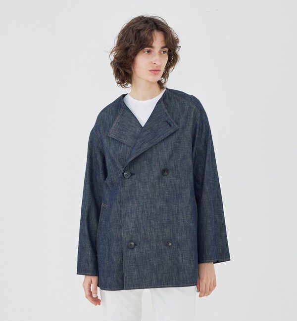 GALERIE VIE「【WEB先行予約】ステイブルーデニム カラーレストレンチコート」|ノーカラーコート|