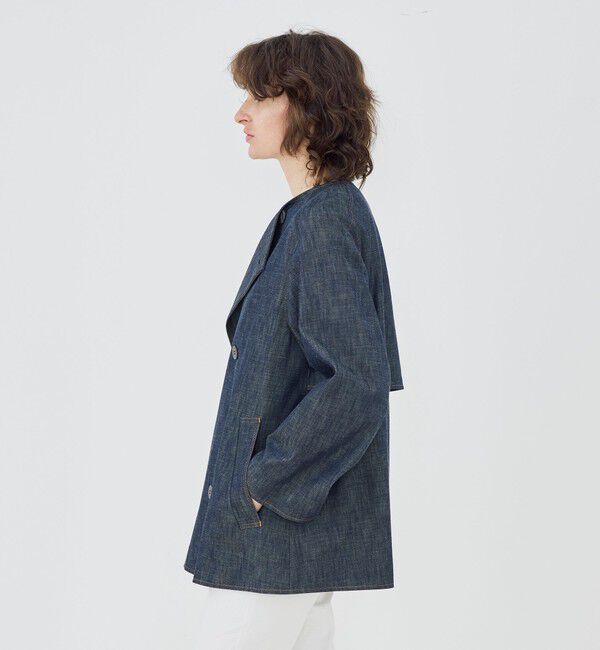 GALERIE VIE「【WEB先行予約】ステイブルーデニム カラーレストレンチコート」|ノーカラーコート|