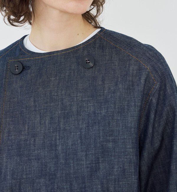 GALERIE VIE「【WEB先行予約】ステイブルーデニム カラーレストレンチコート」|ノーカラーコート|