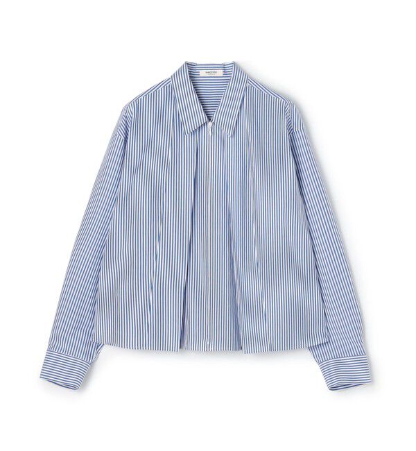 MACPHEE「【WEB先行予約】コットンタイプライター ジップブラウス」|シャツ・ブラウス|66 ブルー系