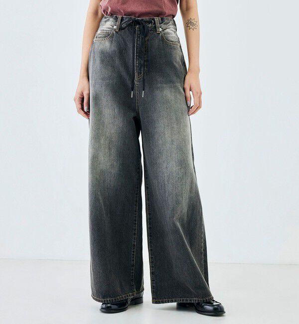 Edition「【WEB先行予約】ブラックデニム ドローコードパンツ」|デニム|