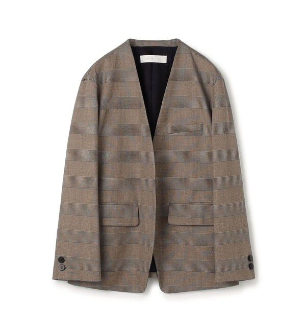 GALERIE VIE「コットンオックスストレッチ ノーカラージャケット」|ノーカラージャケット|18 ブラウン系