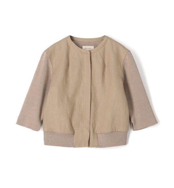 DES PRES「【WEB先行予約】リネンファブリックコンビ ショートニットブラウス」|シャツ・ブラウス|43 ベージュ
