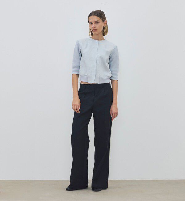 DES PRES「【WEB先行予約】リネンファブリックコンビ ショートニットブラウス」|シャツ・ブラウス|