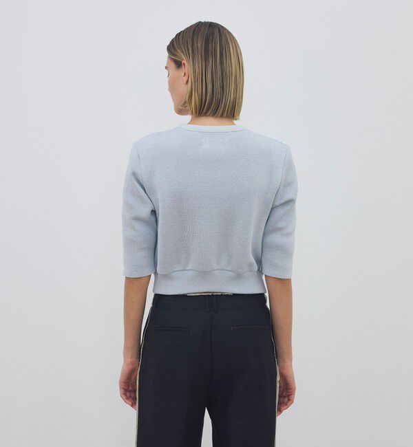 DES PRES「【WEB先行予約】リネンファブリックコンビ ショートニットブラウス」|シャツ・ブラウス|