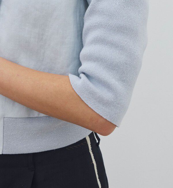 DES PRES「【WEB先行予約】リネンファブリックコンビ ショートニットブラウス」|シャツ・ブラウス|