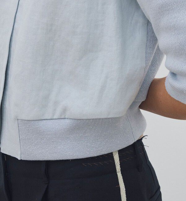 DES PRES「【WEB先行予約】リネンファブリックコンビ ショートニットブラウス」|シャツ・ブラウス|