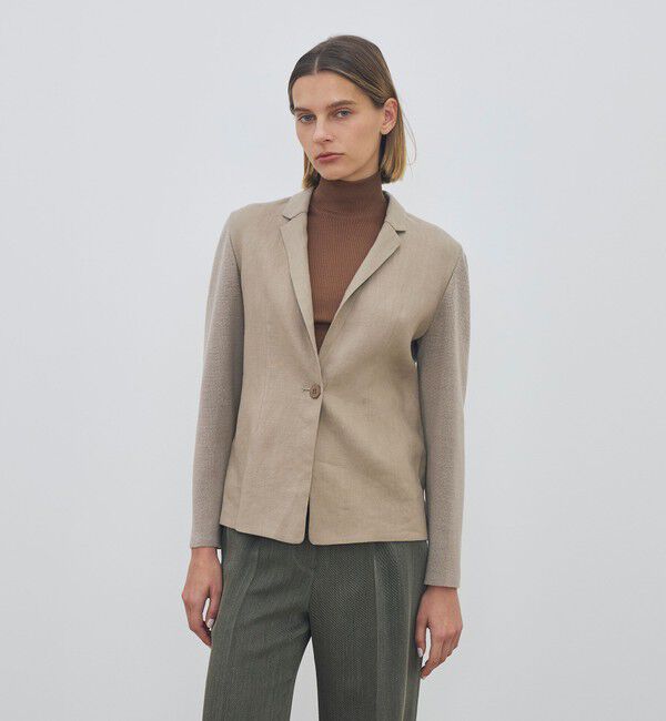 DES PRES「【WEB先行予約】リネンファブリックコンビ テーラーニットジャケット」|テーラードジャケット|